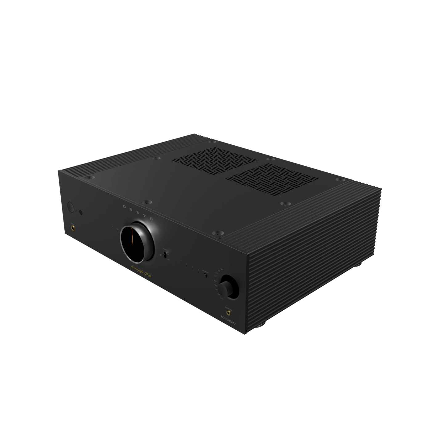 Black electronic device on a white background