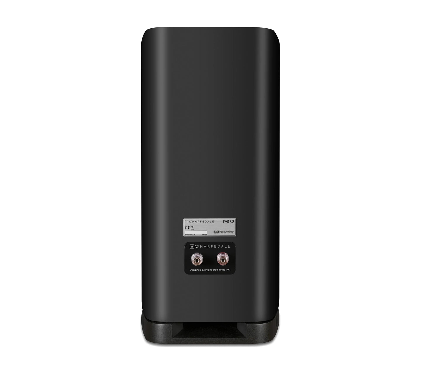 Black electronic device with brand logo on a white background