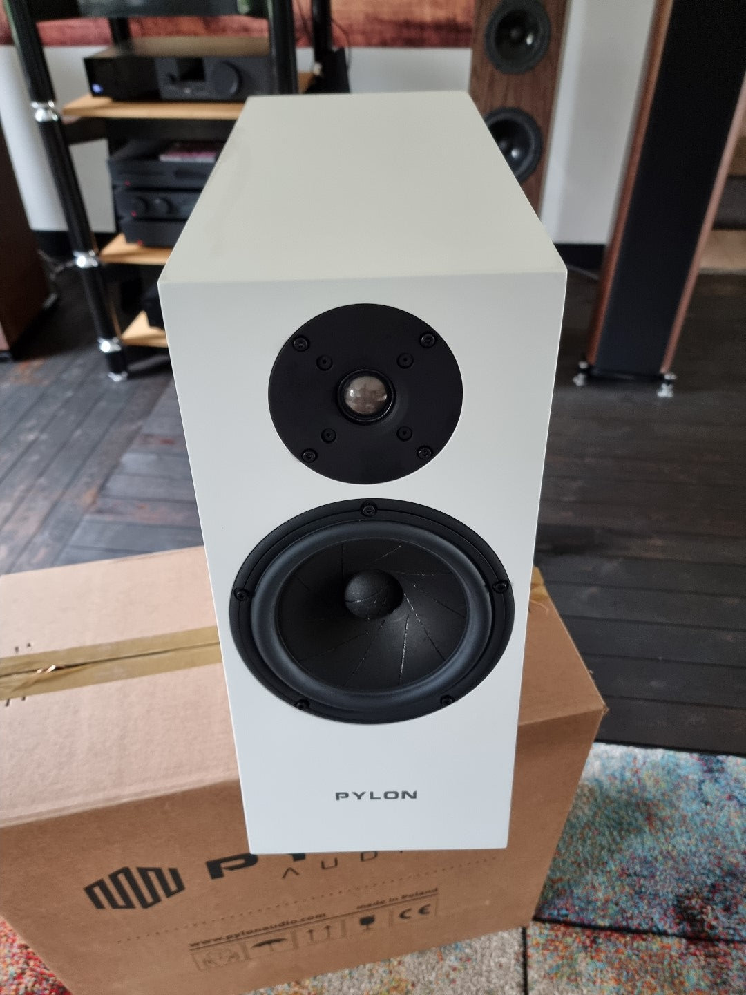 Pylon Jasper 18 Monitor Pair with stands - White Mat - Demo unit