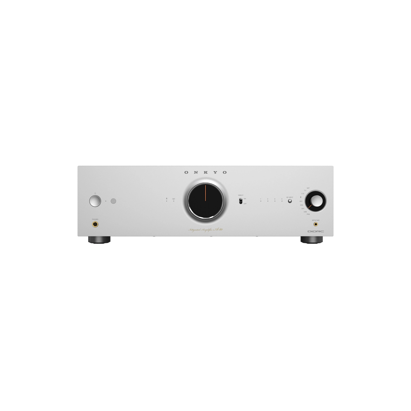 White audio amplifier on a white background