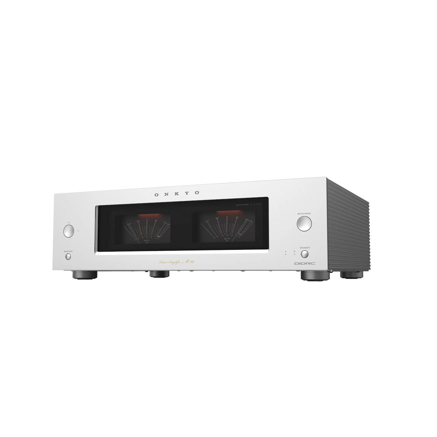 Audio amplifier with brand logo on a white background