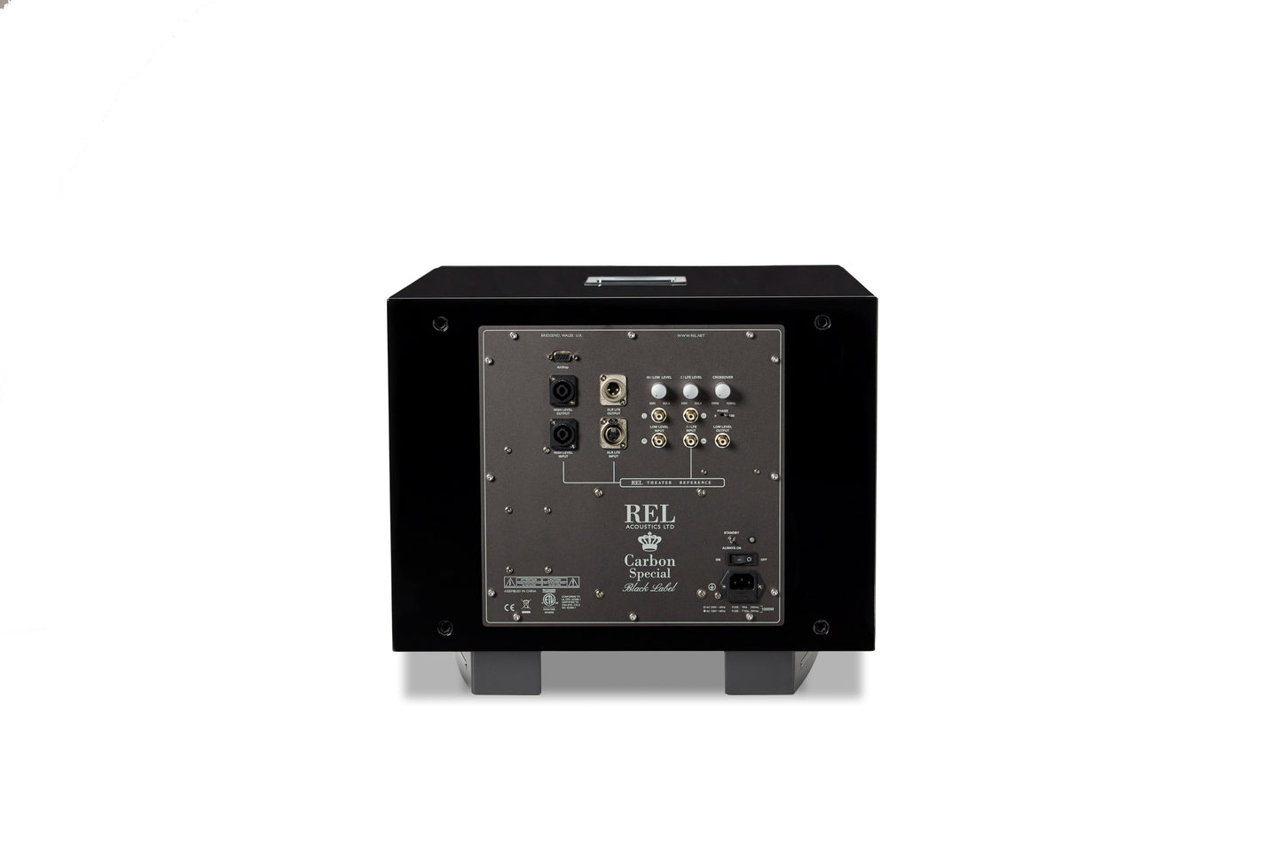 Caisson de basses actif REL Carbon Special Black Label – Performance fibre de carbone de référence