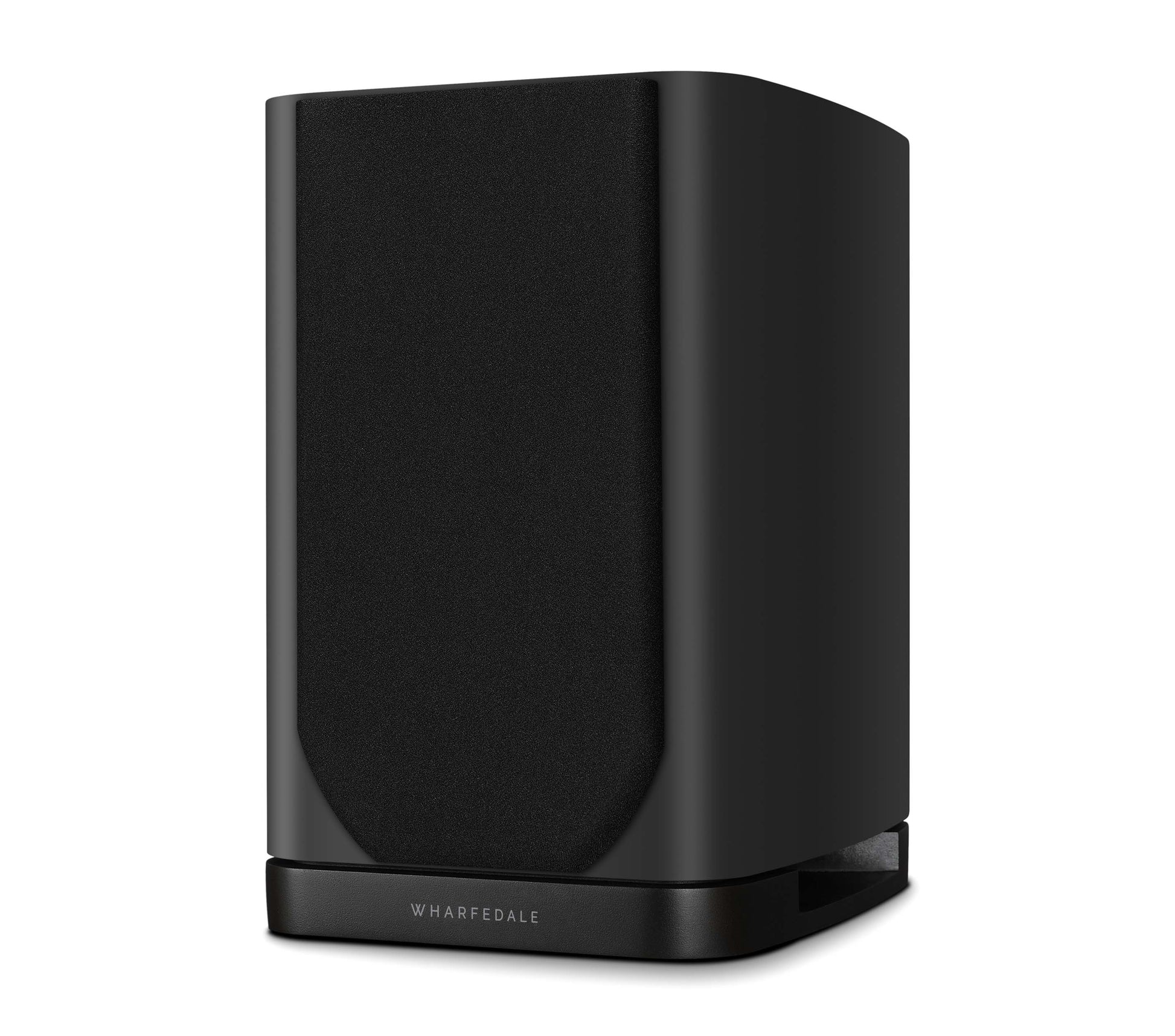 Side view of Wharfedale EVO 5.1 Bookshelf Speaker in black Finish with grill