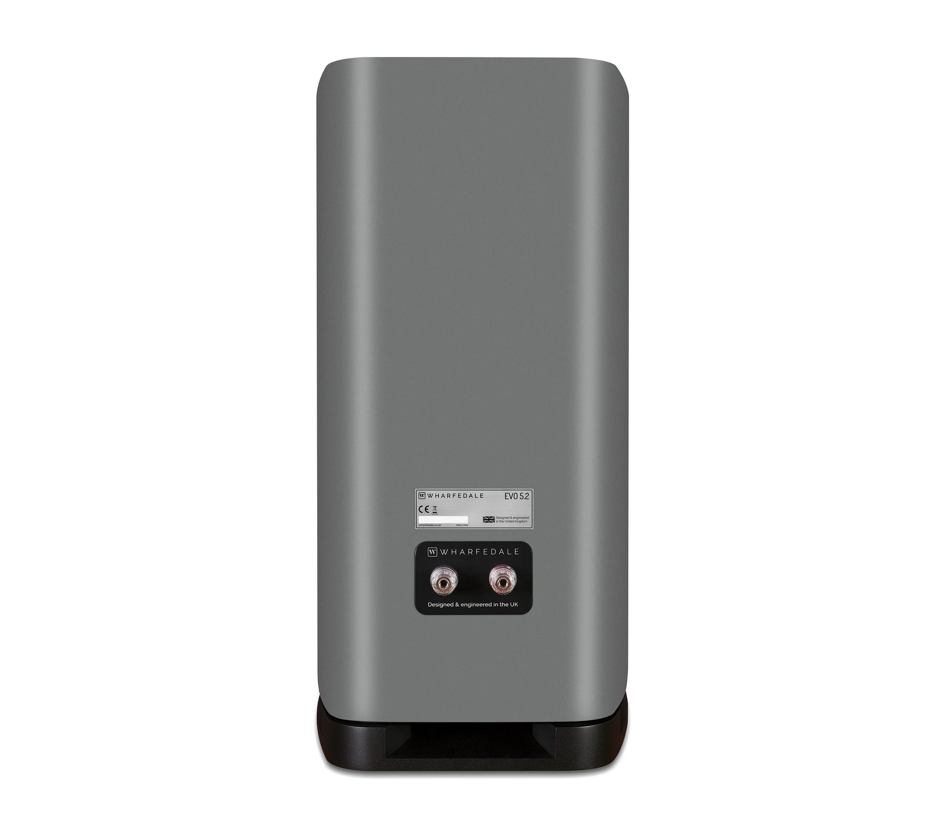 Gray electronic device with brand label on a white background