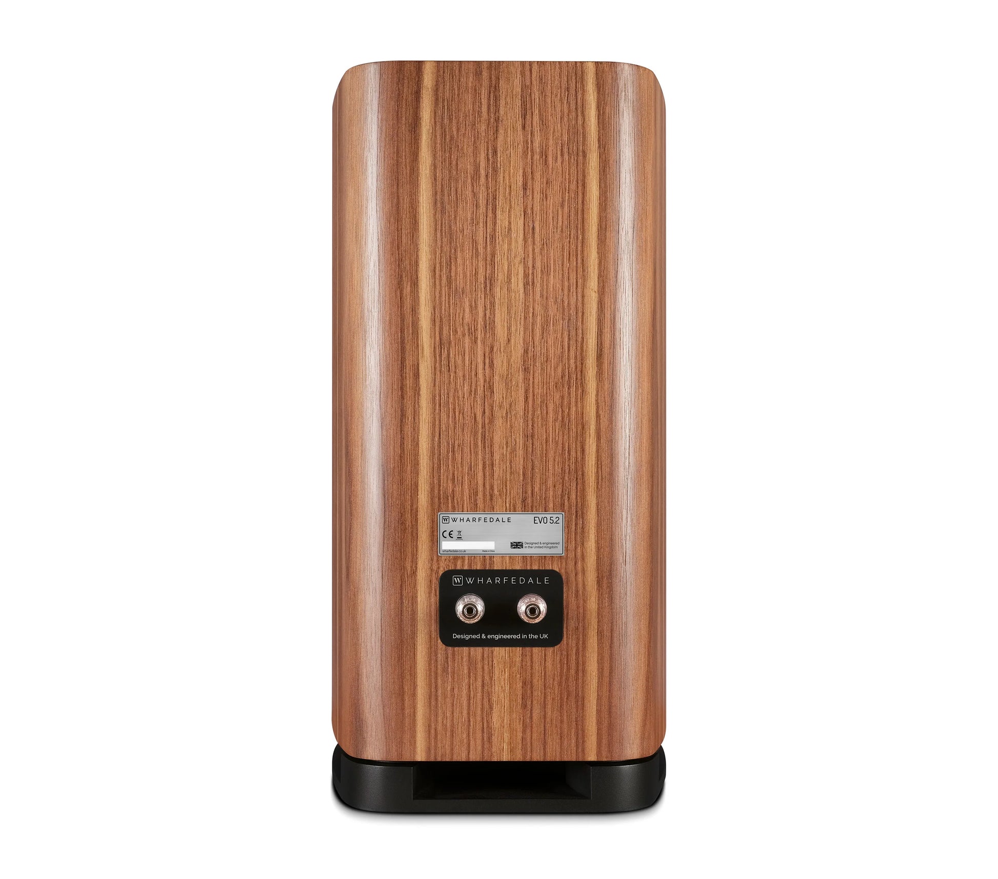 Wooden speaker with brand logo on a white background