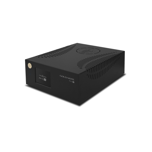 Black electronic device with 'Gold Note' branding on a white background