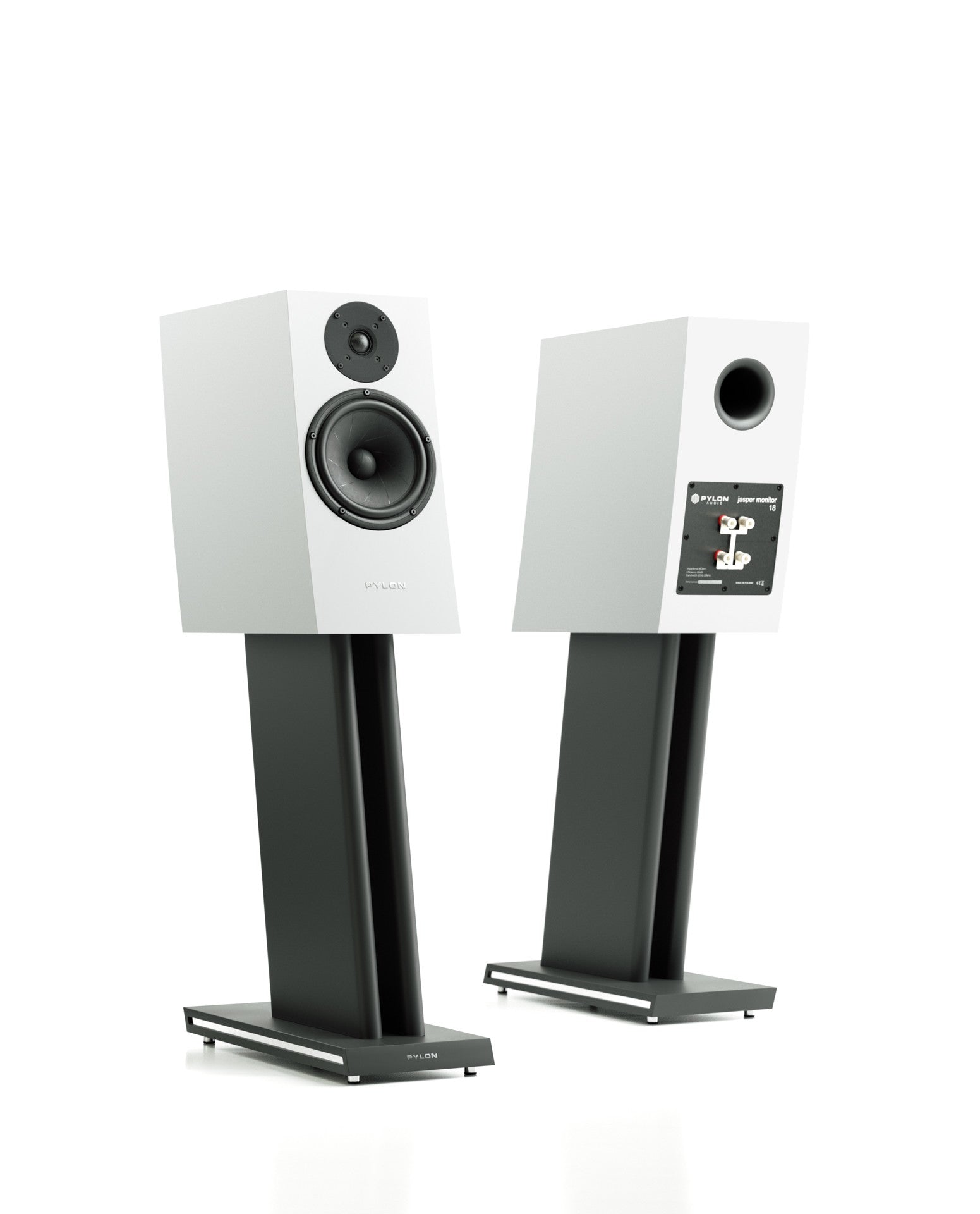 Pylon Jasper 18 Monitor (Pair) with stands - White Mat